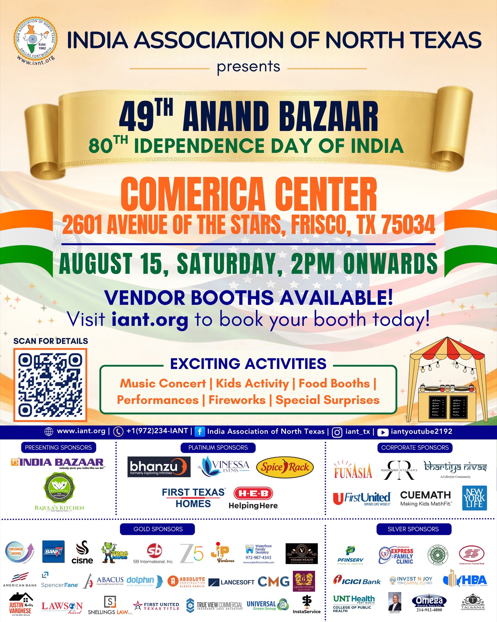 Anand Bazaar India Independence Day promotional art for Comerica Center Frisco.