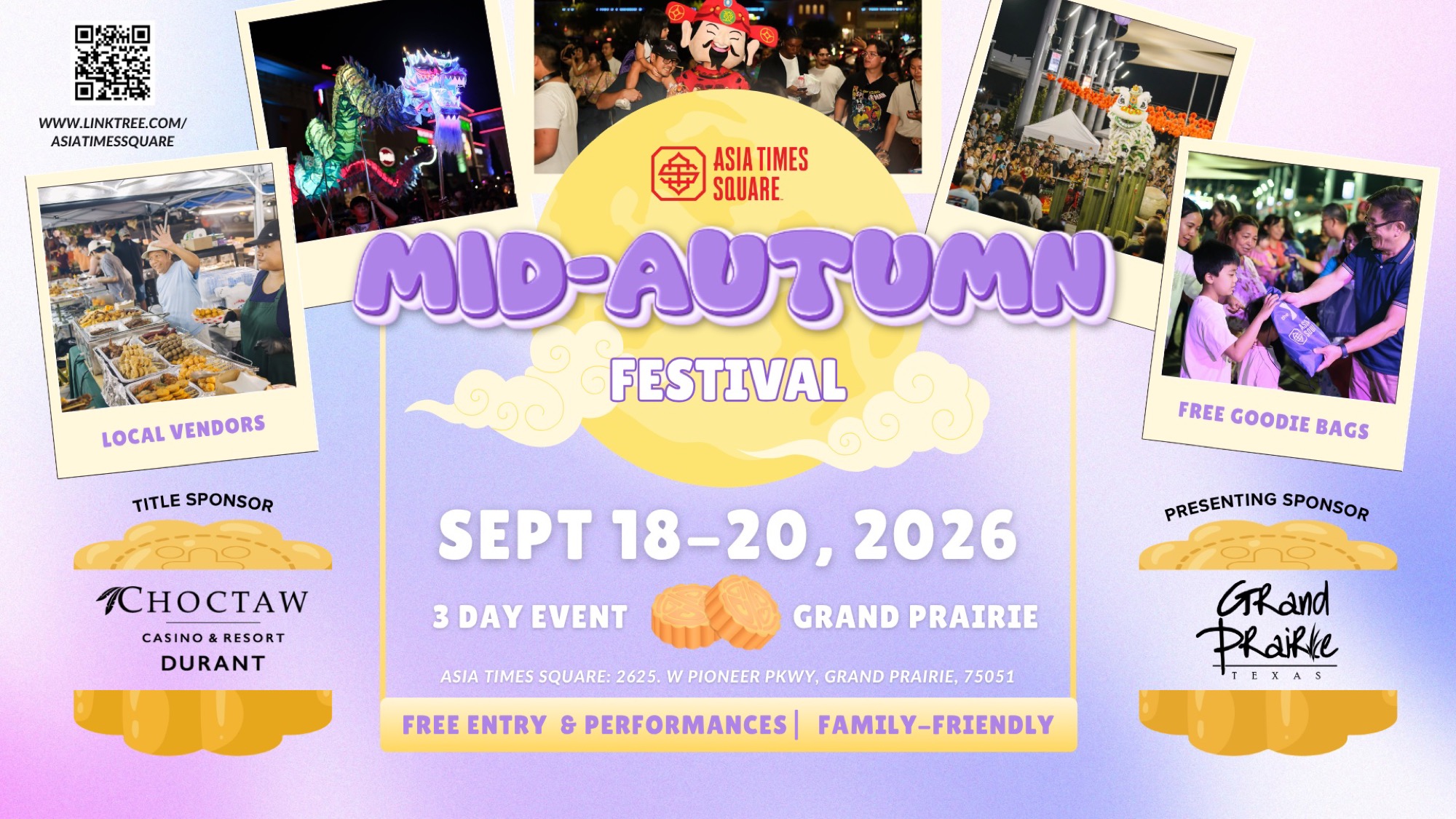 Asia Times Square 19th Annual Mid-Autumn Festival banner for Grand Prairie.