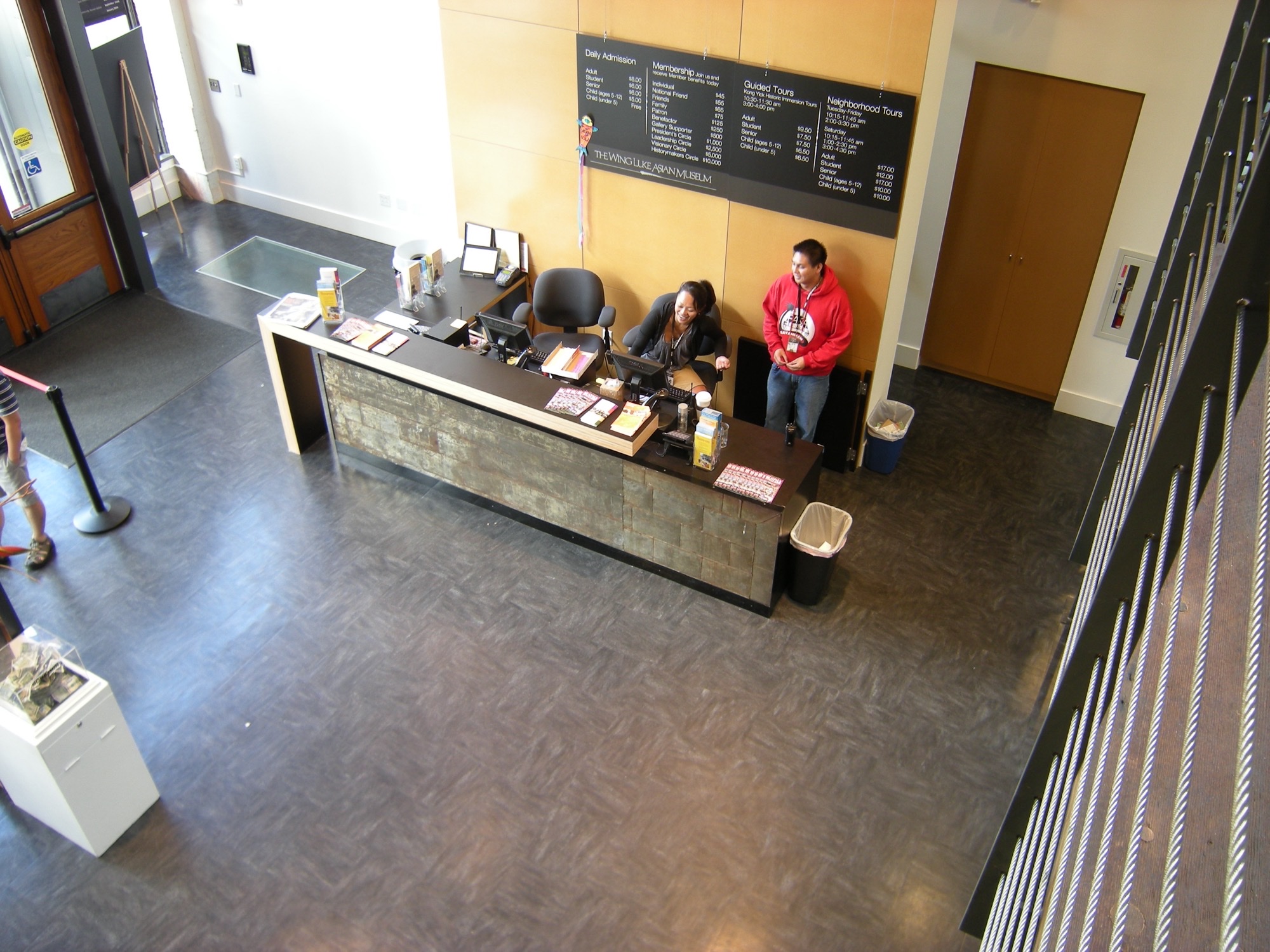 Lobby of Wing Luke Museum in the East Kong Yick Building on South King Street, where Diwa screens in Tateuchi Story Theatre.