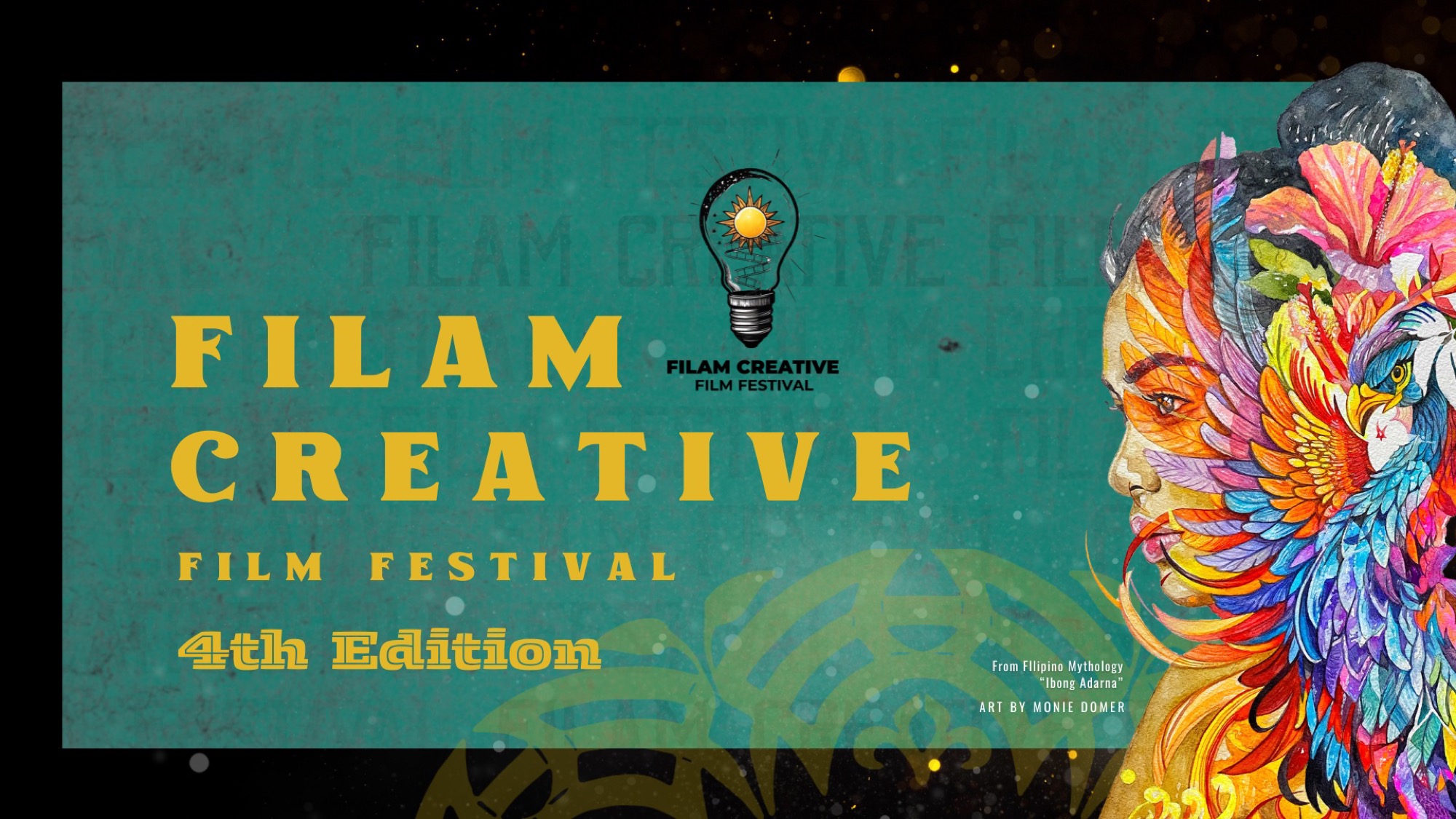 Promotional art for FilAm Creative Film Festival 4th Edition with Ibong Adarna-inspired illustration.
