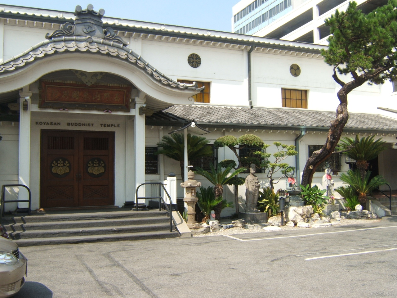 Buddhist temple facade in Los Angeles Little Tokyo.