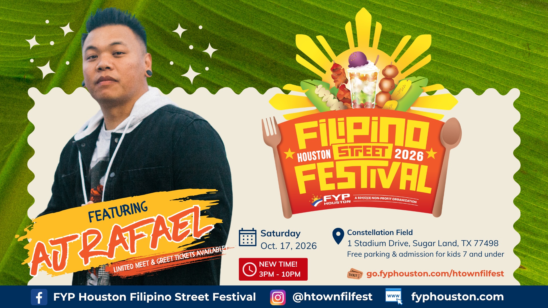 AJ Rafael on the official 2026 Houston Filipino Street Festival poster.