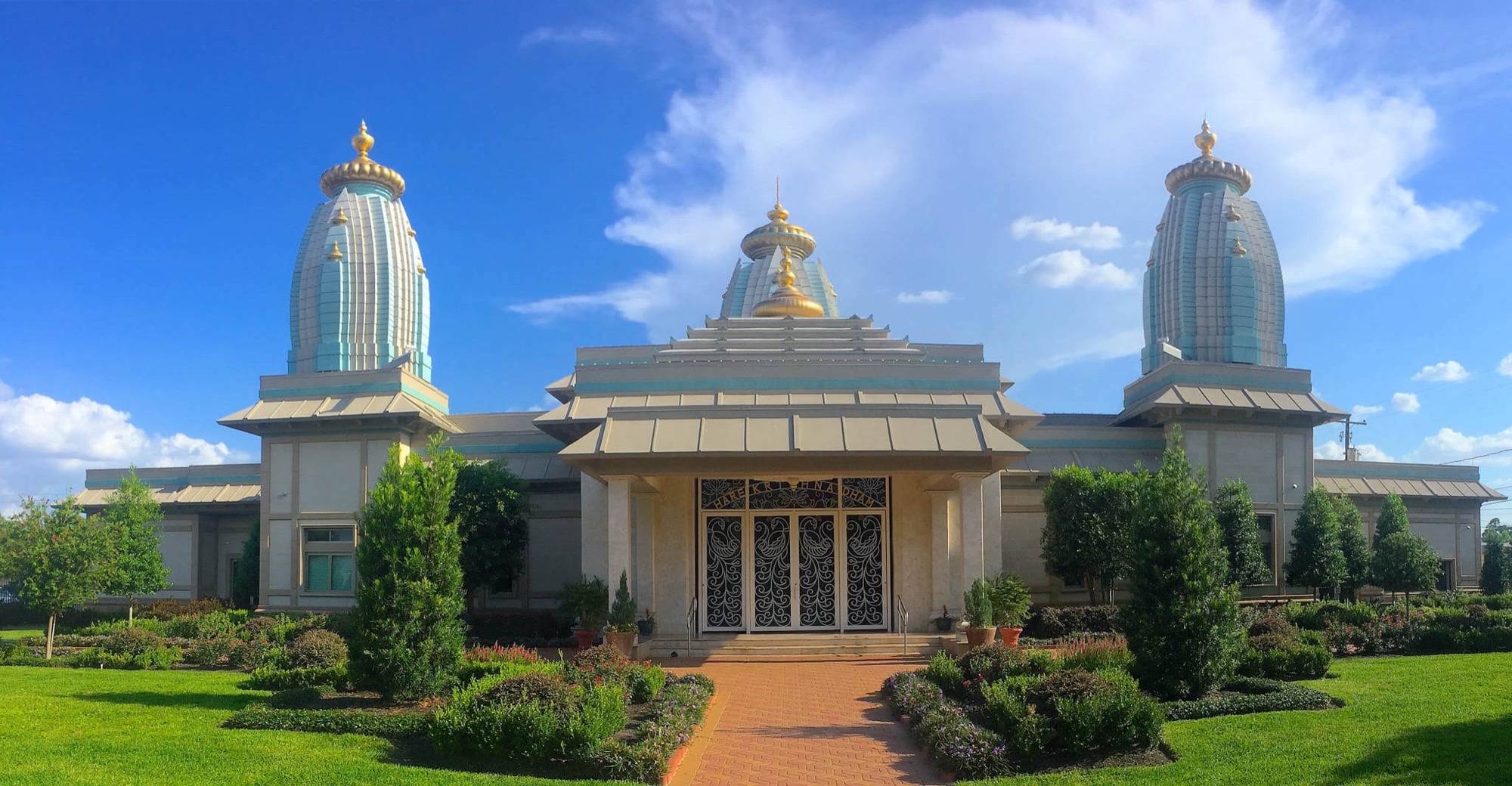 Exterior of the ISKCON of Houston temple on West 34th Street.