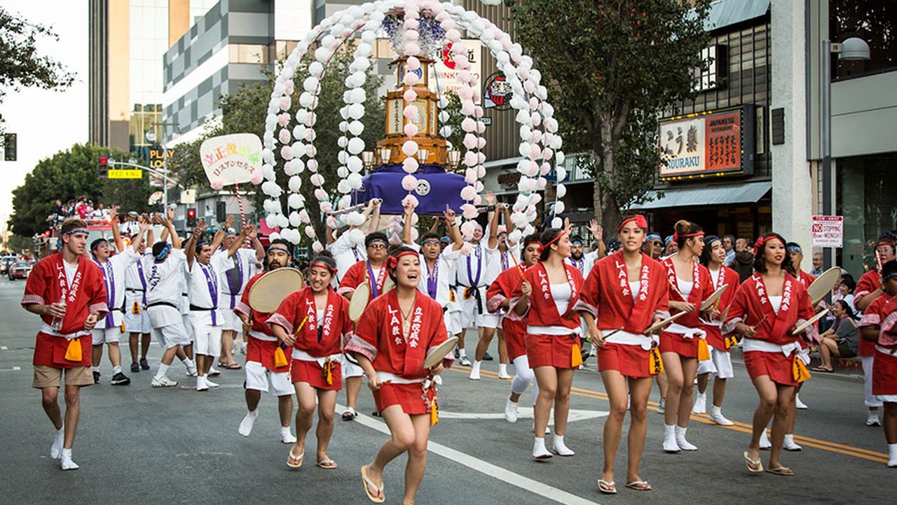Shikoku dancers in the Nisei Week Grand Parade in Little Tokyo.