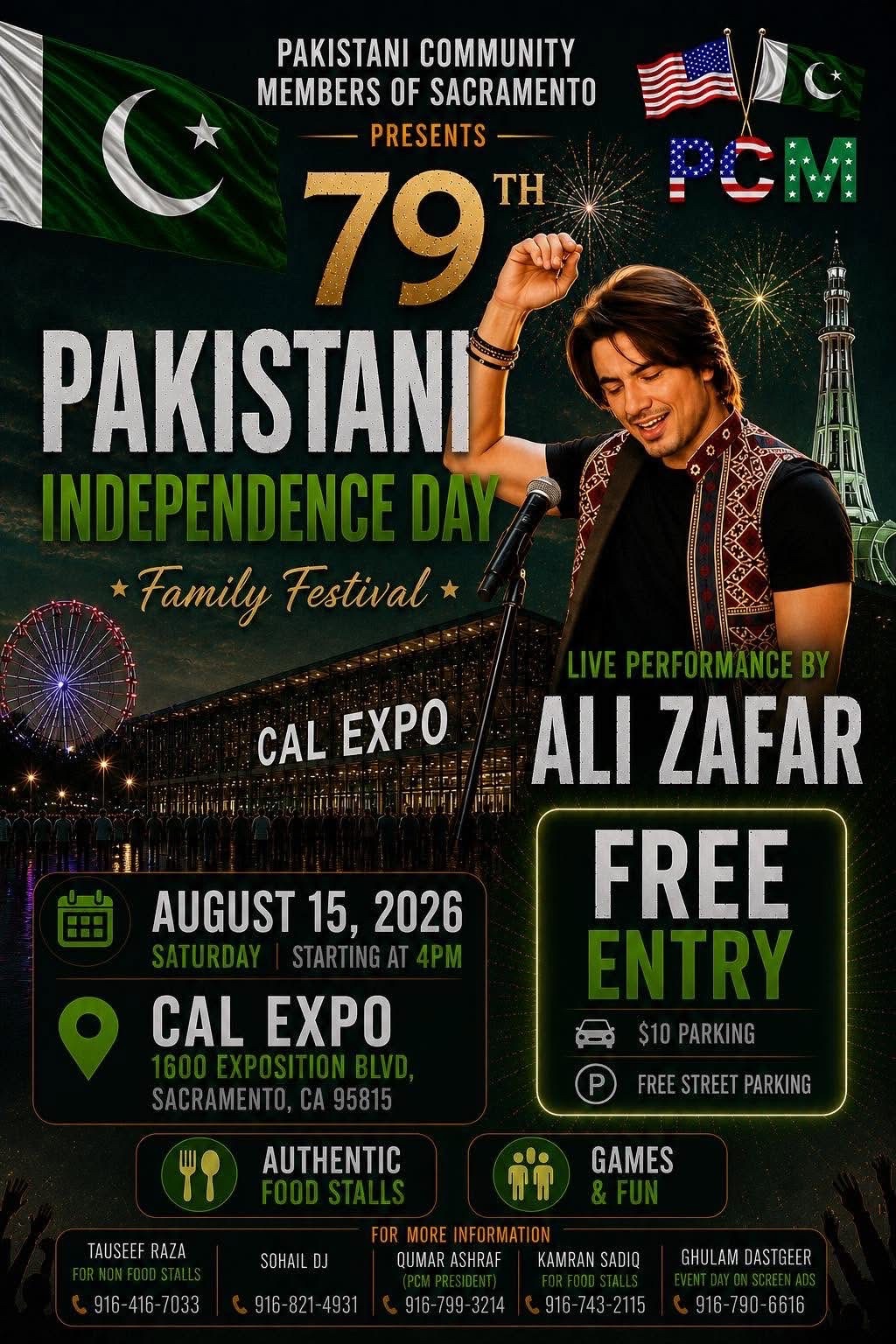 Pakistani Independence Day at Cal Expo 2026 flyer.