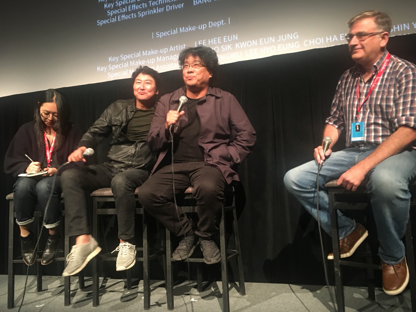 Bong Joon-ho at a Parasite Q&A during the 2019 Telluride Film Festival.