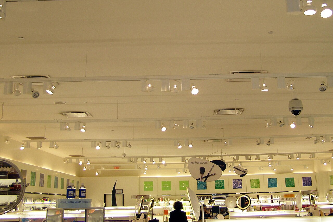 Context image: cosmetics retail display counter.
