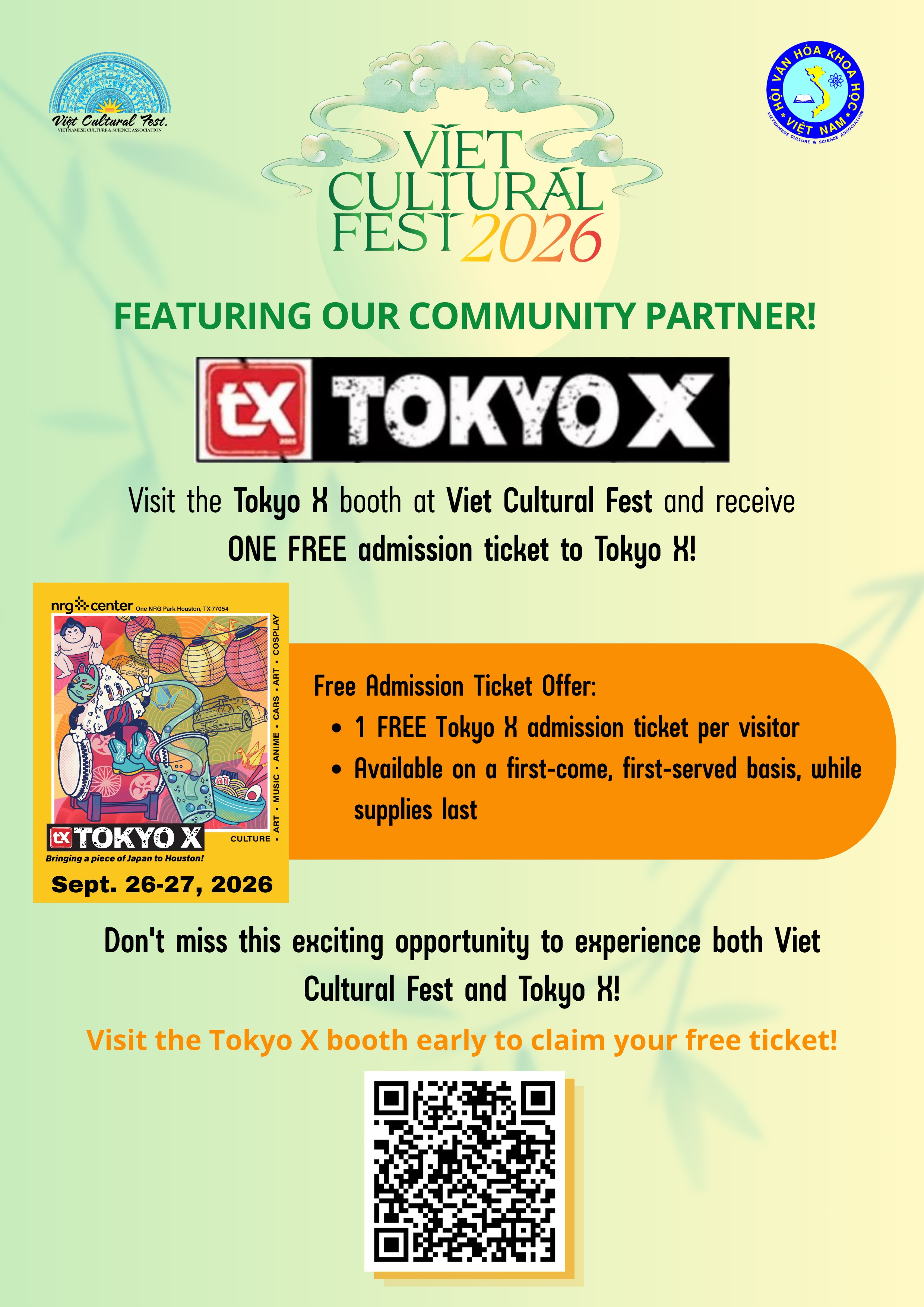 Tokyo X promotional graphic for the Houston NRG Center festival.