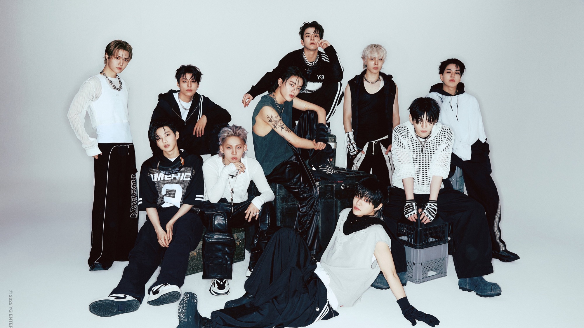 TREASURE group press portrait for the NEW WAV comeback chart week.