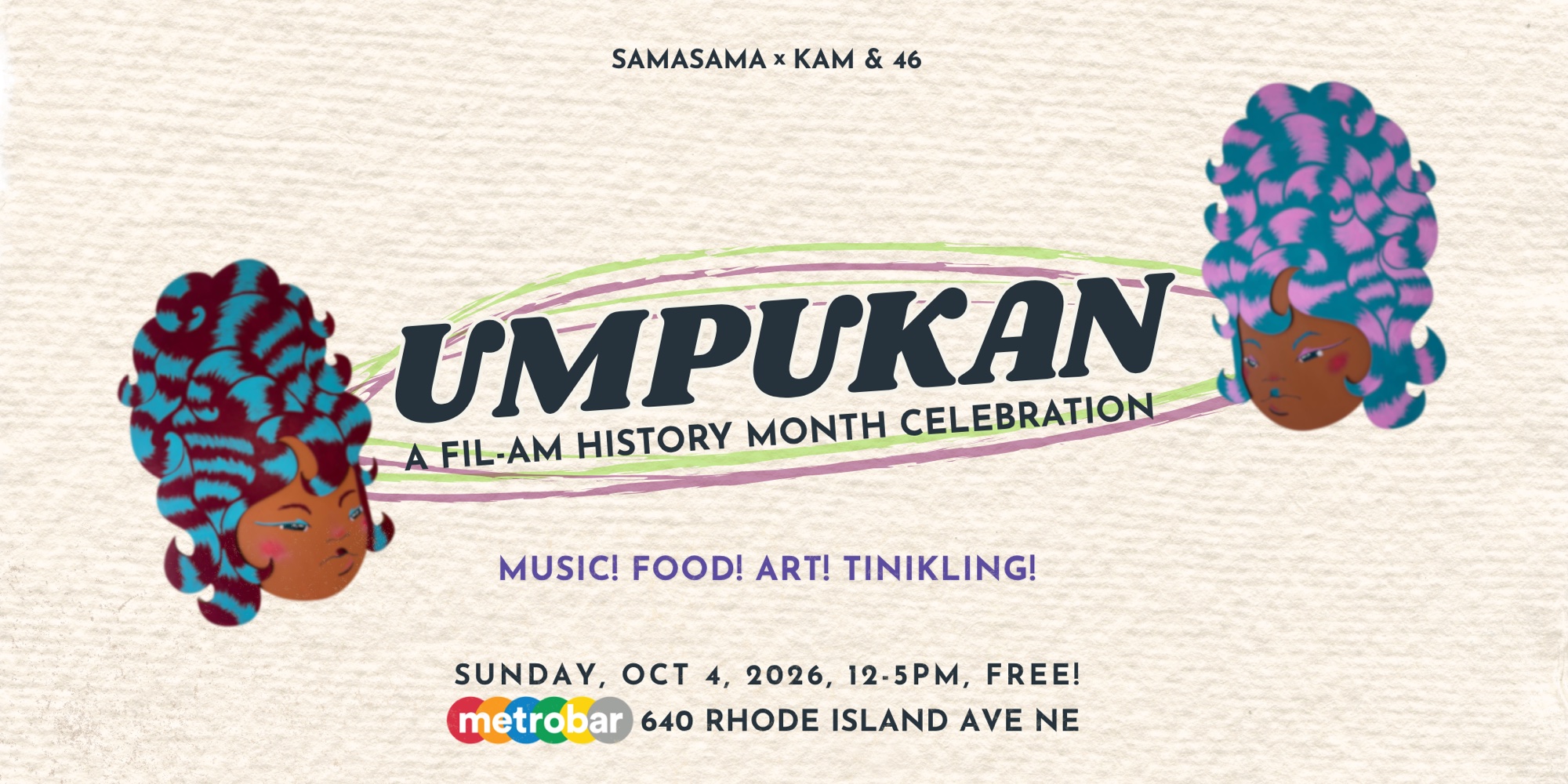 Official Umpukan Fil-Am History Month 2026 flyer for October 4 at metrobar on Rhode Island Avenue NE.